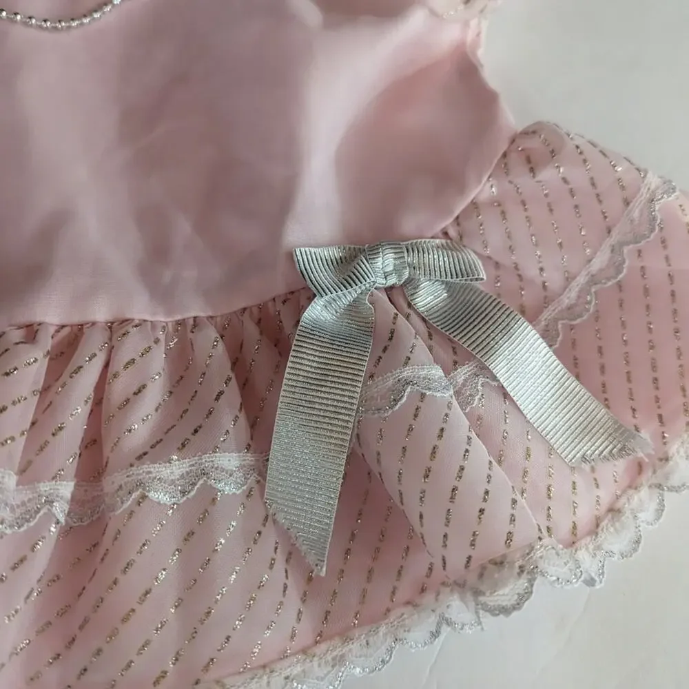 Vtg 90s Dress Baby Girls Sz 12m Pink Necklace Birthday Party - Picture 3 of 5